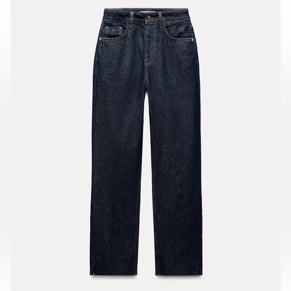 ZARA Z1975 DENIM STRAIGHT CUT JEANS WITH A HIGH WAIST